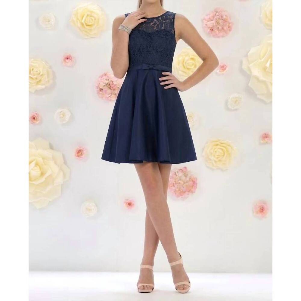NEW MAY QUEEN COUTURE simple & classy short bridesmaids dress in navy